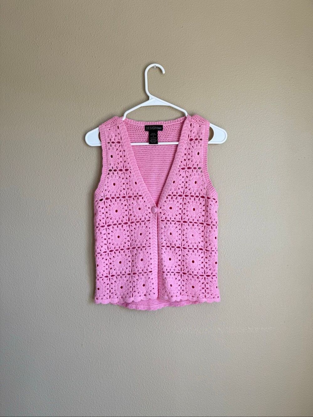 Y2K Bubblegum Pink Crochet Vest